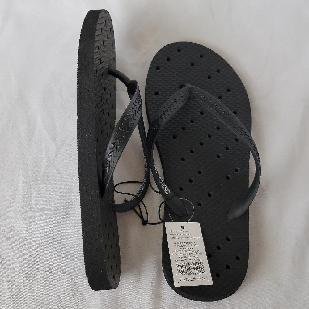 Shower Shoes Black Thong Flip Flop Sandals